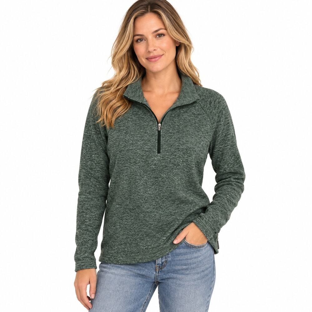 Eddie Bauer 1/4 zip pullover top in Heathered Dark Green women XL